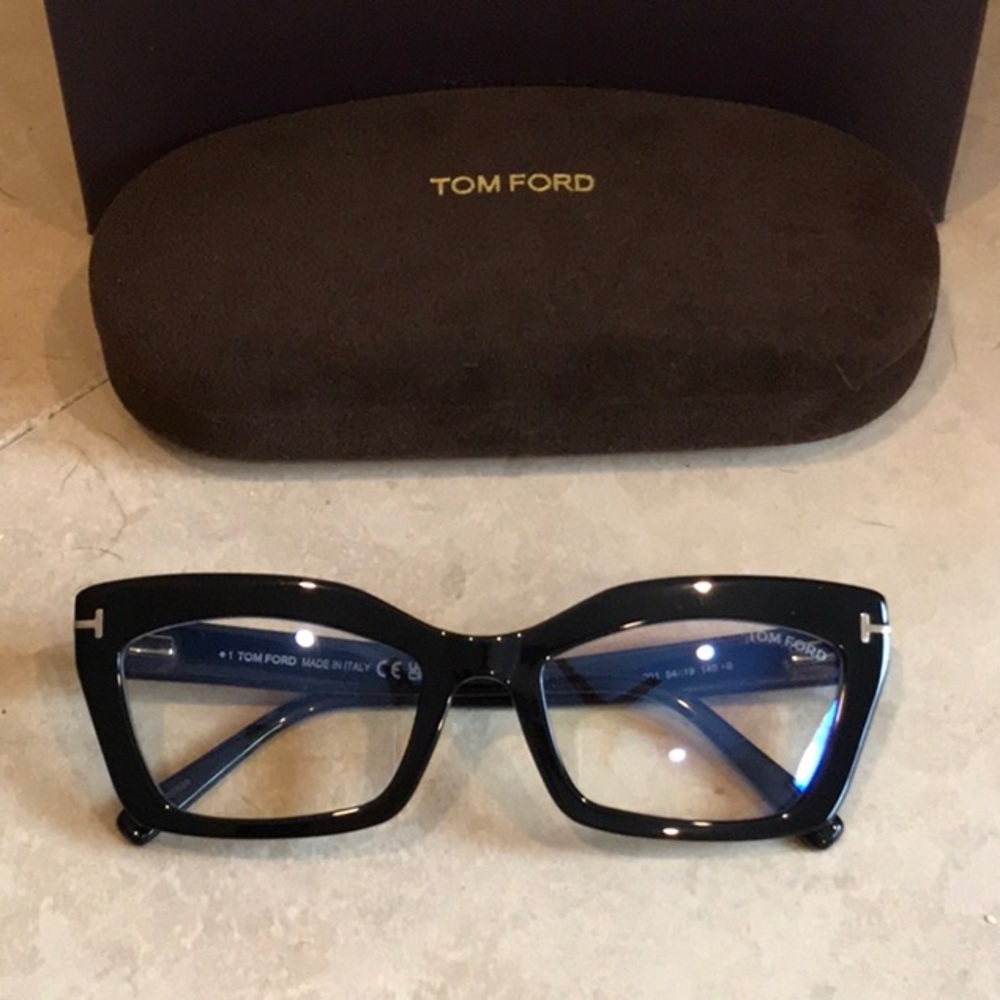 Tom Ford Cats Eye Black Glasses Blue Light Block TF-5766 B